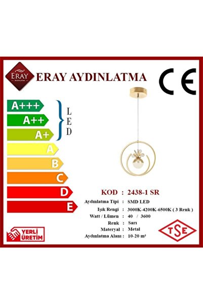 Eray Aydınlatma 2438-1 Sarı Led Avize