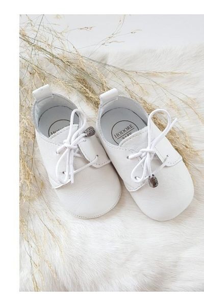 Hodore Alpha White Leather Baby Shoes