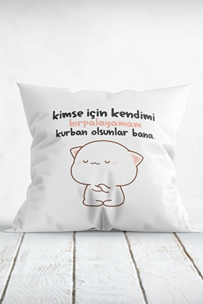 WixelArt Kimse İçin Kendimi Hırpalayamam Baskılı Yastık