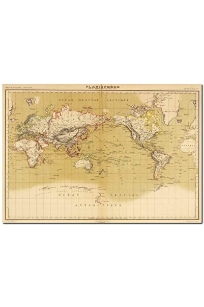 Cakatablo Wooden Painting World Map 1833 Year (35X50 cm Size)