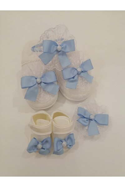 CAN BUTİK Mavi Fiyonklu Lohusa Takım