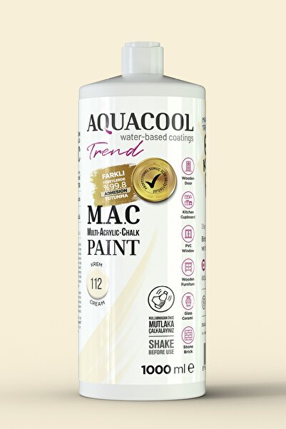 Aquacool Trend M.a.c Su Bazlı Akrilik Hobi Boyası 112 Krem 1000ml