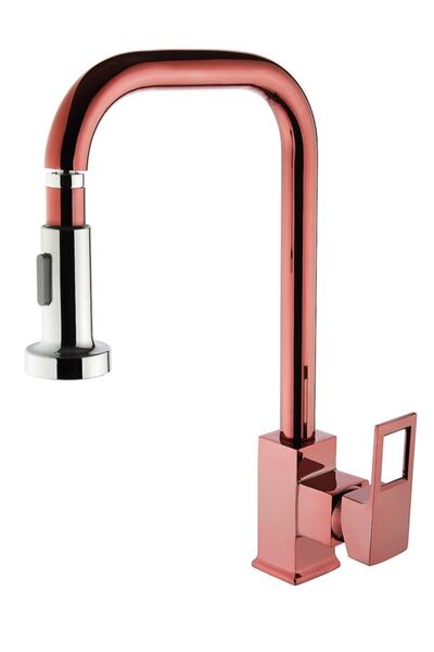 Vilas Dallas Square Chrome Function Head Dark Purple Kitchen Faucet