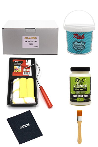 GLANCE Rich Multi Surface -Beyaz 1000 Gr Dolap Boyama Seti Mobilya Boyama Set...