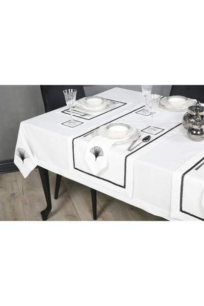caka home design رنر إيريس مطرز بتأثير الكتان (أسود)