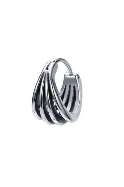northstarshop Modern Design Wide Hoop 316l Men's Steel Earring (single)