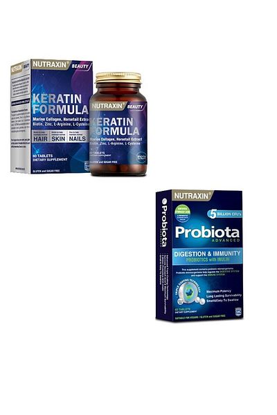 Nutraxin Karatin Formula 60 Tablets + Probiota 60 Tablets - for Hair and Nail Health