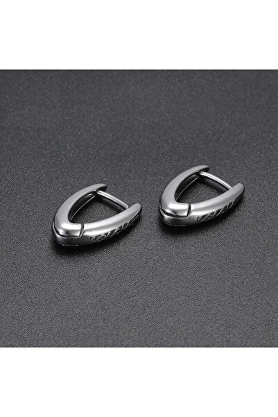 northstarshop Antique Design Long Hoop 316l Steel Men's Earrings (pair)