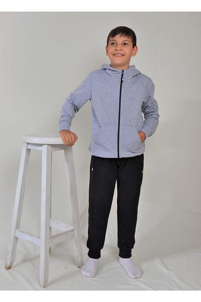 KİDSPİTİRCİK Unisex Παιδική φόρμα γκρι-μαύρη με φερμουάρ 4 εποχών