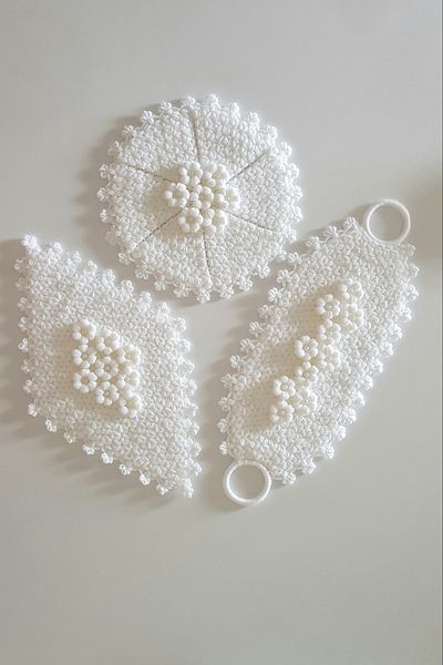 İnciShop Hand Knitted Bath Washcloth Dowry Cloth Set