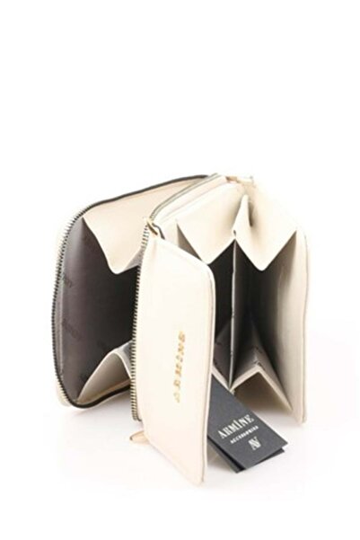 Armine 266 Kadın Desenli Küçük Boy El Omuz Çantası - Krem - Tek Ebat