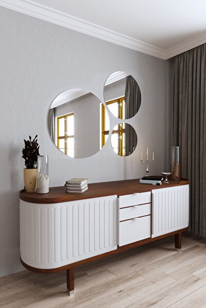Mirrorline Dekoratif Duvar Aynası Gümüş Renk 3 Parçalı