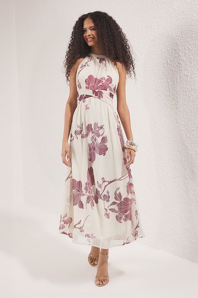 Trendyol Collection Κρεμ Floral Maxi Woven Φόρεμα TWOSS25EL00731