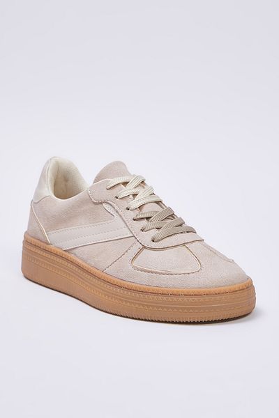 TRENDYOL SHOES Béžová dámska retro športová obuv na dvojaké použitie s dvoma šnúrkami TAKSS25SN00009