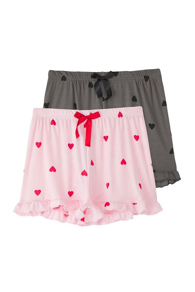 Trendyol Collection Pink-Grey 2-Piece Cord Knitted Pajamas Includes Heart and Ribbons/Bowknot Thmss25Pj00019