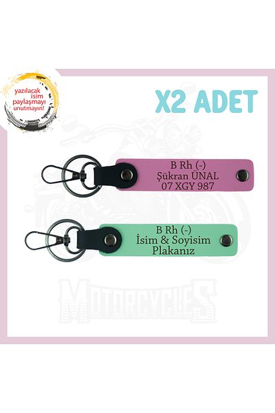 miawiki Name Plate and B Rh (-) Blood Group Written 2-Piece Keychain Set, Gift, Green-Pink, Speed ​​Loving Special