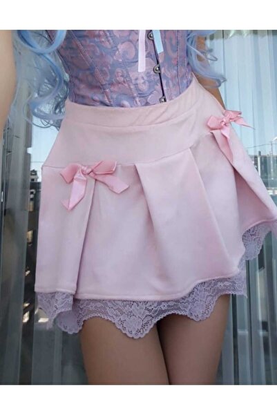 MODA Coquette Lolita Pinterest Mini Soft Pembe Etek