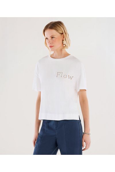 Yargıcı Tricou cu mânecă scurtă cu decolteu cu detaliu de broderie