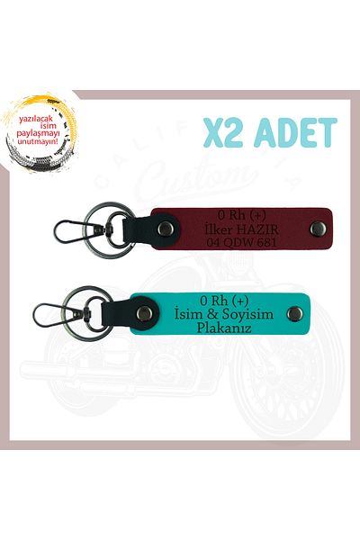 miawiki Motorculara, Safe Driving Keychain with Name Plate and 0 Rh (+) Blood Group Written, Dark Turquoise-Burgundy