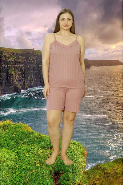Freeista Dried Rose Plus Size Pajama Set with Shorts