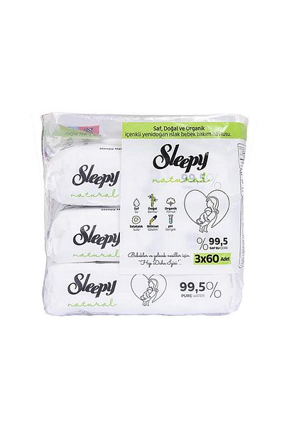 Sleepy Natural Ultra Sensitive Baby Wet Wipes 3X60 Pieces