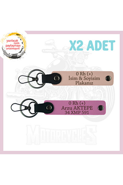 Miaju Yavruağzı-Pink, Special for Bikers, Gift 2-Piece Keychain with Name Pla...