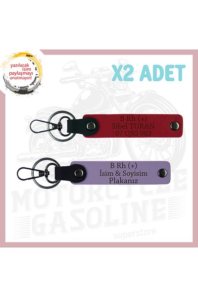 Miaju Purple Violet-Red, Exclusive for Companions, 2-Piece Keychain with Name Plate and B Rh (+) Blood Type Lettering