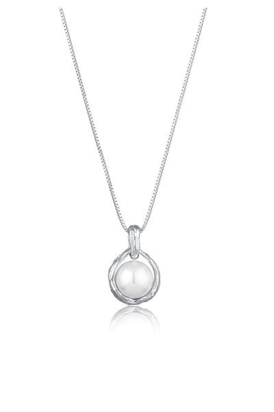 ELLI Necklace Necklace With Pendant Women Venetian Chain Shell Core Pearl White 925 Sterling Silver 50 Cm