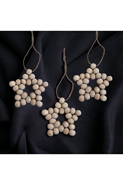 Le Majeur Dekoratif Ahşap Boncuklu 3 Lü Set Yıldız Mutfak Salon Balkon Çocuk Bebek Odası Duvar Süsü Kapı Süsü