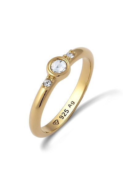 ELLI Ring Ring With Stones Women Glass Crystals Xirius Cut White 925 Sterling Silver