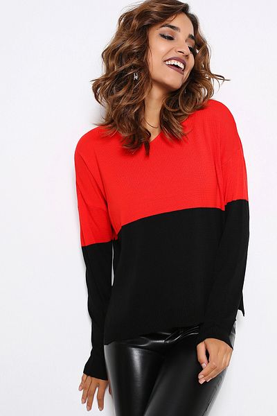 bacc Women's Red Soft Textured Crew Neck Blouse Bcbsk-25700-18Keskz42136
