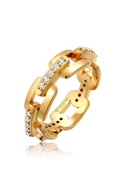 KUZZOI Ring Kuzzoi Gliederring Herren Zirkonia Diamantschliff weiß 925 Sterling Silber Silber Party/Silber