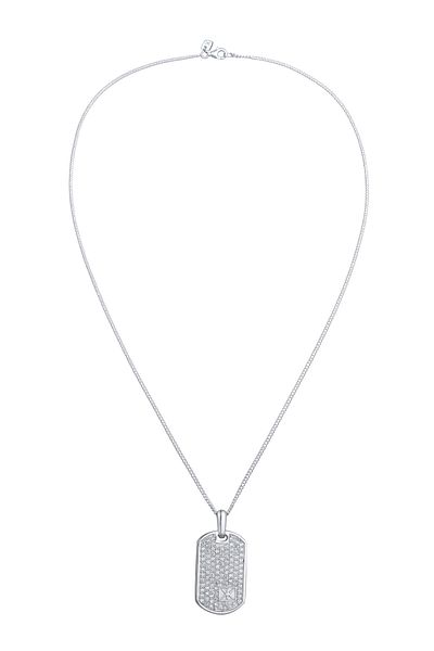 KUZZOI Halskette Collier mit Anhänger Herren Panzerkette Zirkonia Diamantiert Weiß 925 Sterling Silber 55 C
