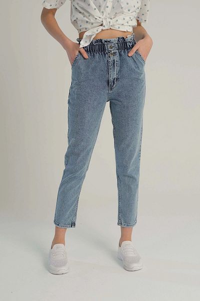 bacc Women's Blue Elastic Waist Denim Trousers Bcbsk-25700-Kt0046