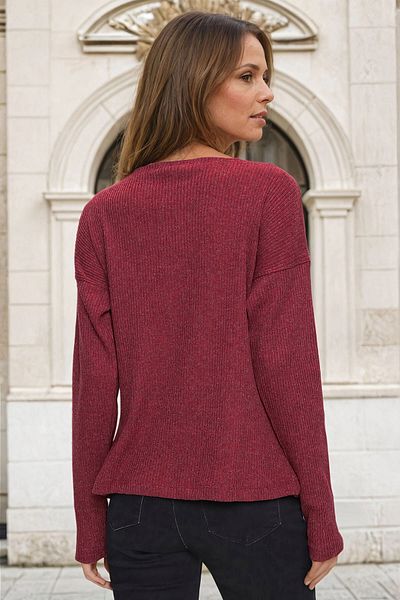 bacc Women's Burgundy Button Detailed Long Sleeve Blouse Bcbsk-25700-K5591