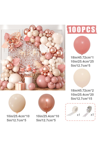 Choice طقم 3 بالونات ماكارون وردية اللون بتصميم عتيق مع أقواس لتزيين حفلات ال...