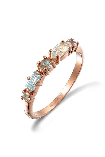 ELLI Ring Damen Memoire Classic mit Topas, Mondstein und Amethyst in 925 Sterling Silber vergoldet