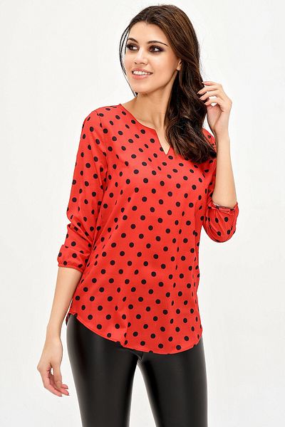 bacc Women's Red Crepe Blouse with Slit Collar Bcbsk-25700-2841