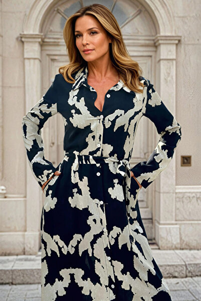 bacc Dámské černé lehké látkové šaty se vzorem Bcbsk-25700-3413