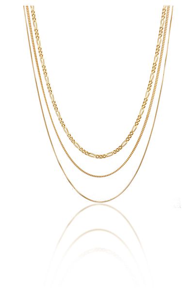 KUZZOI Halskette Collierset Herren Figarokette Panzerkette Venezianerkette 925 Sterling Silber