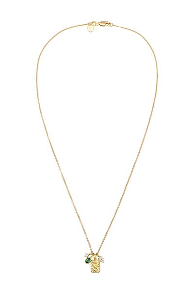 ELLI Necklace Necklace With Pendant Women Platelet Armouredchain Zirconia Marquise Cut White Green 925 St