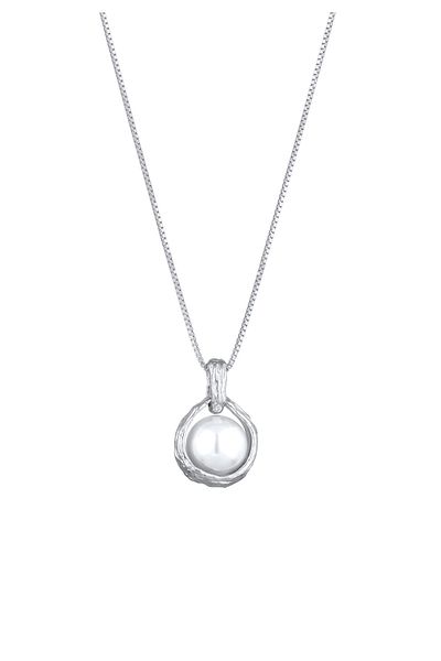 ELLI Necklace Necklace With Pendant Women Venetian Chain Shell Core Pearl White 925 Sterling Silver 50 Cm