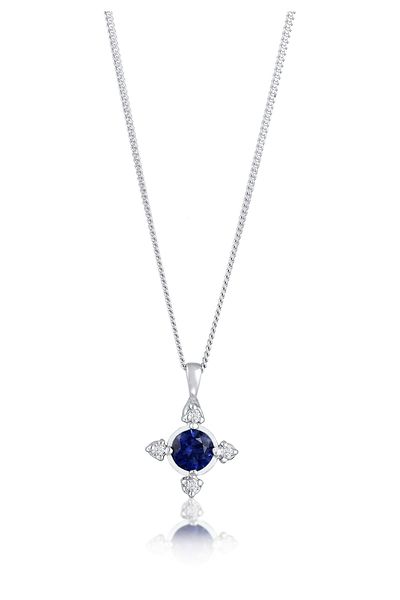 ELLI Necklace Necklace with stone Women Cross Pendant Armouredchain Saphire Blue Lab Grown Diamond Brilli