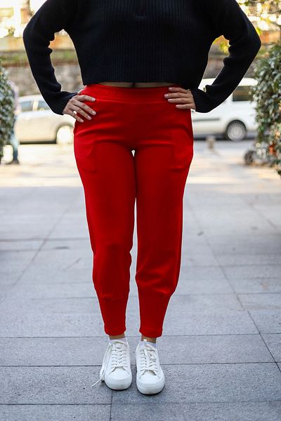 bacc Women's Red Soft Textured Sweatpants Bcbsk-25700-3507