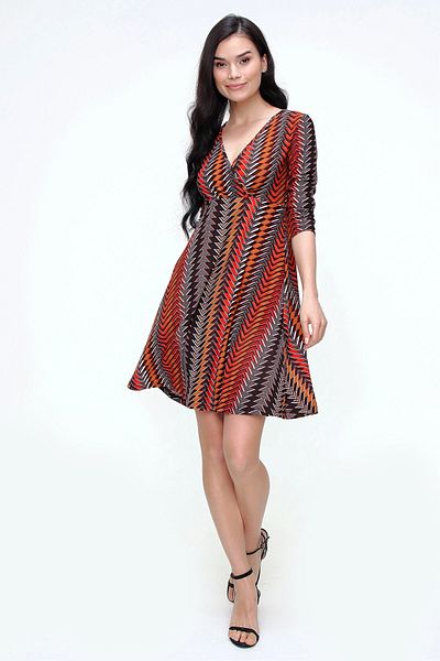bacc Women's Patterned Double Breasted Collar Patterned Dress Bcbsk-25700-T4007_1430