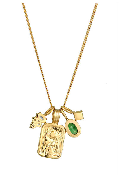 ELLI Náhrdelník Náhrdelník s přívěskem Ženy Platelet Armoured Chain Zirconia Marquise Cut Bílá Zelená 925 St