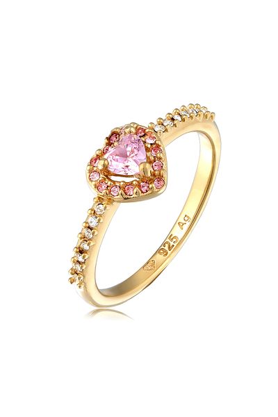 ELLI Prsten Prsten s kameny 925 Sterling Silver Dámský prsten pro ženy se srdcem s krystaly zirkonu 54