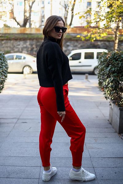 bacc Women's Red Soft Textured Sweatpants Bcbsk-25700-3507