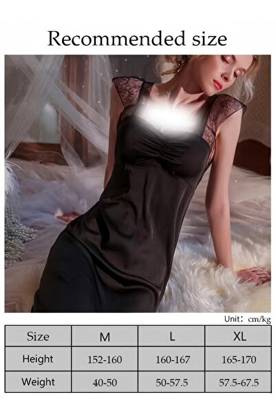 Generic Women's Sleeveless Nightgown Suspender Nightdress With Removable Bra, Soft Silk Suspender Nightdress