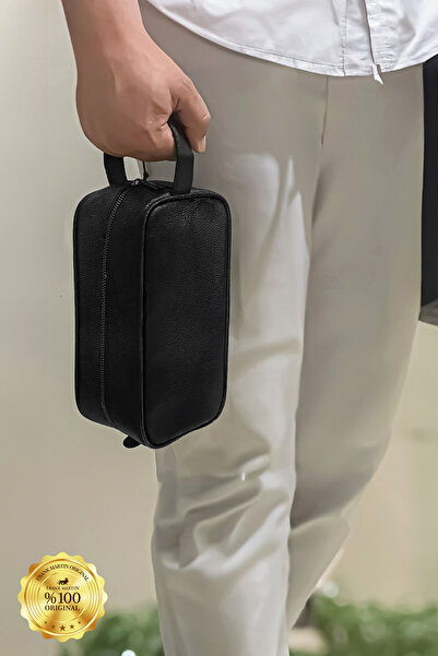 Frank Martin Vegan Leather Personal Care and Travel Bag Large Volume Handbag Black 140-001